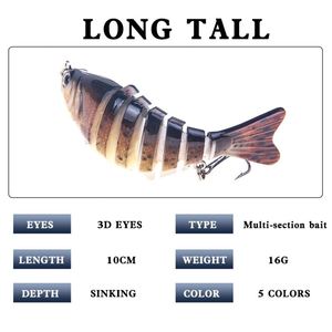 Wholesale 16g/10cm Multi-Jointed Minnow <b>Fishing</b> Lure 3D Eyes Segmented Hard Bait Saltwater Multi-Section Sinking Sea Bass Zander - Product Image 3