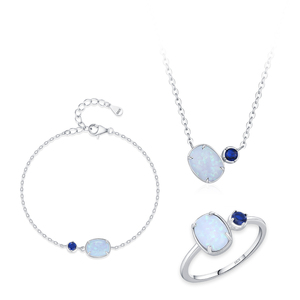 Parure de <span class=keywords><strong>bijoux</strong></span> originale en argent sterling 925 avec zircon bleu, bracelet, bague, cadeau de fête ou de mariage pour femmes, Offre Spéciale - Product Image 1