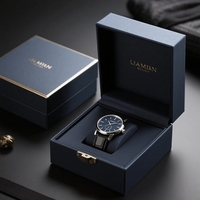 Boîte à montre élégante et luxueuse, en carton rigide, avec logo personnalisé en relief, doublure en éponge, boîte cadeau pour montre unique, pour homme et femme