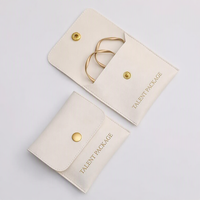 Pochette de luxe carrée en cuir PU imperméable personnalisée avec bouton-pression, recyclable, pour bijoux, colliers et bagues, avec logo personnalisé