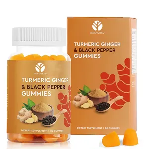 OEM ขมิ้น Gummies วิตามินเคอร์คูมินกัมมี่พริกไทยดำขมิ้นเคอร์คูมินกัมมี่สนับสนุนสุขภาพร่วม