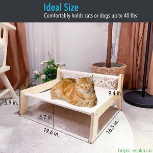 Hamaca para Mascotas con Funda Extraíble de Alta Calidad y en Oferta, Cama para Perros y Gatos, Hamaca de Madera para Mascotas - Product Image 3