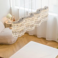 Lustre en cristal au design méditerranéen moderne, blanc chaud, base E27, en fer chromé, LED suspendu pour salon et salle à manger