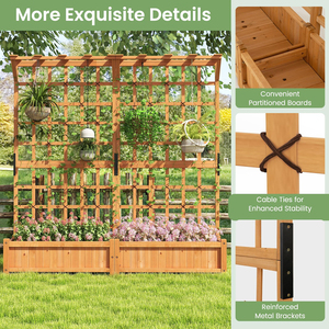 Letto da giardino rialzato <span class=keywords><strong>con</strong></span> fioriera <span class=keywords><strong>in</strong></span> <span class=keywords><strong>legno</strong></span> a <span class=keywords><strong>traliccio</strong></span> w 2 pensili da giardino <span class=keywords><strong>con</strong></span> pensile da giardino <span class=keywords><strong>con</strong></span> piastra amovibile - Product Image 5
