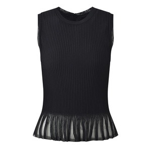 Novità Estate 2026: Top Senza Maniche in <span class=keywords><strong>Maglia</strong></span> <span class=keywords><strong>Nera</strong></span> con Inserti in <span class=keywords><strong>Tulle</strong></span>, Elegante e Versatile per Donna - Product Image 2