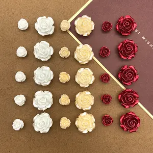 100Pcs lustre Flower Resin Rose Cabochon DIY Sewing Applique Corsage Wedding Dress Hairpin Headdress Crafts Decor Accessories