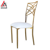 Chaise en bambou blanc doré XINMOLL, matériau durable pour hôtel moderne, salle à manger, fête, mariage, événement, banquet, bar, utilisation en extérieur