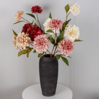 Fleurs artificielles en soie Dahlia rétro bordeaux rose crème, tiges pliables, pour bouquets de mariage et centres de table floraux – Approvisionnement direct usine