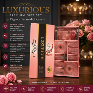 Juego de Vajilla de Vidrio de Lujo de 9 Piezas con Caja Transparente Impresa, Diseño Elegante, Regalo de Boda, Fácil de Limpiar, Logotipo Personalizado - Product Image 1
