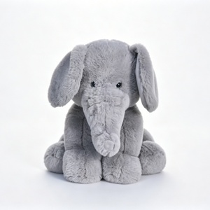 Elefante de peluche gris personalizado, elefante de peluche sentado, juguete de elefante suave, peluche de elefante gris - Product Image 1