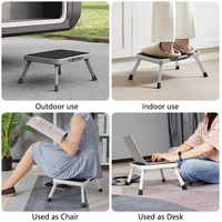 Échelle pliante en acier à 1 marche, tabouret portable pour tout-petits, 3 hauteurs réglables, capacité de charge de 150 kg, antirouille, intérieur/extérieur