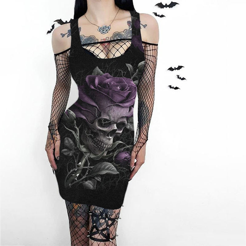 Skull Flower Print Costume