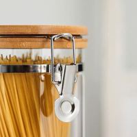 Verre borosilicate multi-fonctions ustensiles de cuisine ménagers verre réservoir alimentaire conteneur bocal de stockage en verre avec pince en acier inoxydable