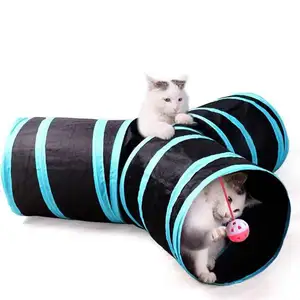 Dalam Stok Pilihan Tiga Arah Terowongan Pelatihan Kucing Dapat Dilipat Kucing Rolling Tunnel Pet Tunnel Toy