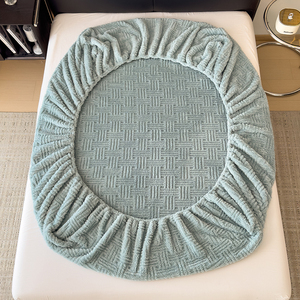 Bán Buôn Ấm Fluffy Nhung Được Trang Bị Tấm Sang Trọng Tufted 3D Jacquard Tấm Ga Giường Ba Mảnh Đặt Giường Bìa Nệm Bảo Vệ - Product Image 6