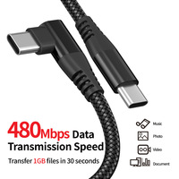 Câble de données coudé en nylon tressé de haute qualité PD 60W à charge rapide Type-C pour iPhone 15, batterie externe et écouteurs