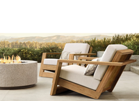 REYES Chaise de loisirs Mobilier d'extérieur Chaise de piscine en teck Chaise longue en teck Canapé d'extérieur à coussin épais Chaise longue avec pouf