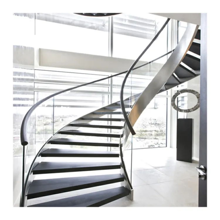 Prima klasik kapalı merdiven yeni tasarım kavisli merdiven ahşap dekoratif merdiven