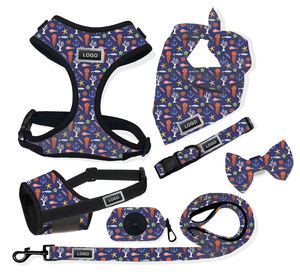 OEM Custom Allover Print Dog <b>Harness</b> Collar Leash Full Kit Bandana Bow Tie Poop Bag Set <b>For</b> Cats Small Medium Dogs - Product Image 5