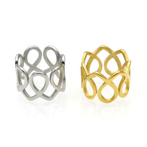 Anillo Hueco de Línea Ondulada Ancha Chapado en Oro de Acero Inoxidable 316L de Moda de Marca - Precio al por Mayor - Product Image 5