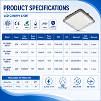 Plafonnier LED étanche IP65 50W-120W 130lm/W 100-277V avec boîtier en aluminium moulé sous pression pour station-service et parking