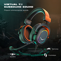 Casque Gaming Fifine H6 7.1 Son Surround Stéréo, Casque Gamer Filaire USB avec Rétroéclairage RGB