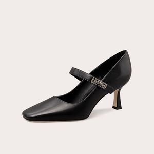 Chaussures de bureau élégantes noires pour femme, talons chaton, vente directe d'usine, talons hauts tendance - Product Image 1