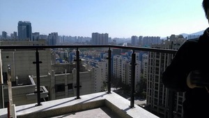 Jrs Hiện Đại Ban Công Cầu Thang Kính Lan Can Hệ Thống Màu Đen Lan Can Với 304 Thép Không Gỉ Sắt Cột - Product Image 3