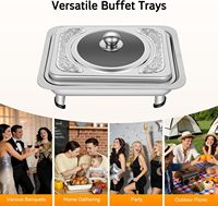 Chauffe-Plat Commercial en Acier Inoxydable pour Buffet, Capacité 4L, Grilles Réglables, Chauffe-Plat à Alcool
