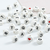 Perles en céramique faites à la main de 10 mm, breloques alphabet, perles lâches pour la pâtisserie, bijoux, bricolage pour enfants, bracelet, collier, artisanat, vente en gros