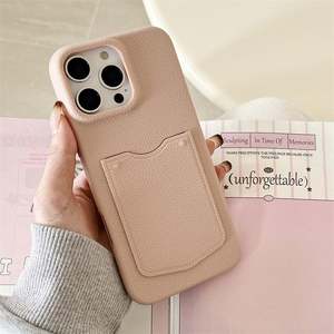 Funda de TPU con diseño de cuero y tarjetero para iPhone 17 16 15 14 13 Pro Max, con bolsillos traseros para tarjetas - Product Image 2