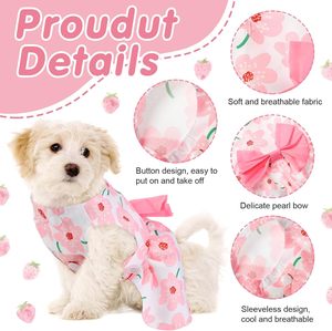 Vestiti per Cani, Abiti Floreali per Cagnoline, Vestiti da Principessa con Fiocco per Gatti, Outfit Estivi Carini per Cuccioli Femmine di Yorkie - Product Image 5