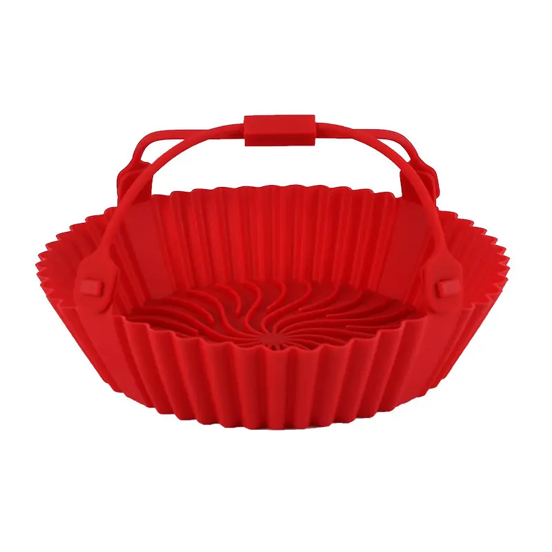 Panci panggang yang aman untuk makanan: Liner silikon bulat yang dapat digunakan kembali, dirancang untuk penggorengan udara sebagai pengganti untuk kertas liner perkamen