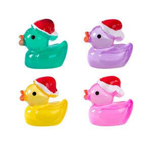Miniature Toy Cartoon Figurine Cute Glow Christmas Hat <b>Mini</b> Duckling <b>Mini</b> Resin Garden Desktop Ornaments for Cute Home Decor - Product Image 4