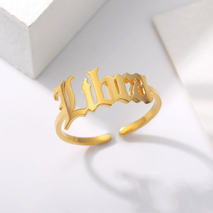 Mode Non Ternish 18K Or Argent Plaqué Horoscope Astrologie Réglable En Acier Inoxydable 12 Signe Du Zodiaque Anneaux Bijoux pour Femmes - Product Image 5