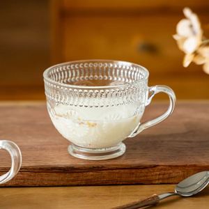 Vente en gros de tasses à café en verre transparent de haute qualité, rétro, gaufrées, pour yaourt, flocons d'avoine, usage domestique - Product Image 4