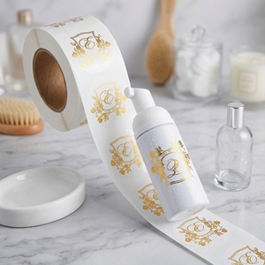 Custom Printed Full Color Gold Foil Printing Waterproof Adhesive Plastic Transparent Clear Logo Sticker Roll <b>Labels</b> for Bottle - Product Image 1