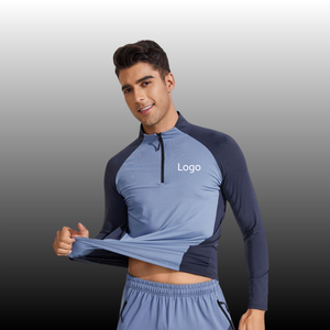 Sudadera Deportiva Ligera <span class=keywords><strong>para</strong></span> Hombre, Tallas Grandes, con Bloques de Color, Cierre de Cremallera 1/4, Manga Raglán, con Logotipo, <span class=keywords><strong>para</strong></span> Entrenamiento en Cancha - Product Image 1