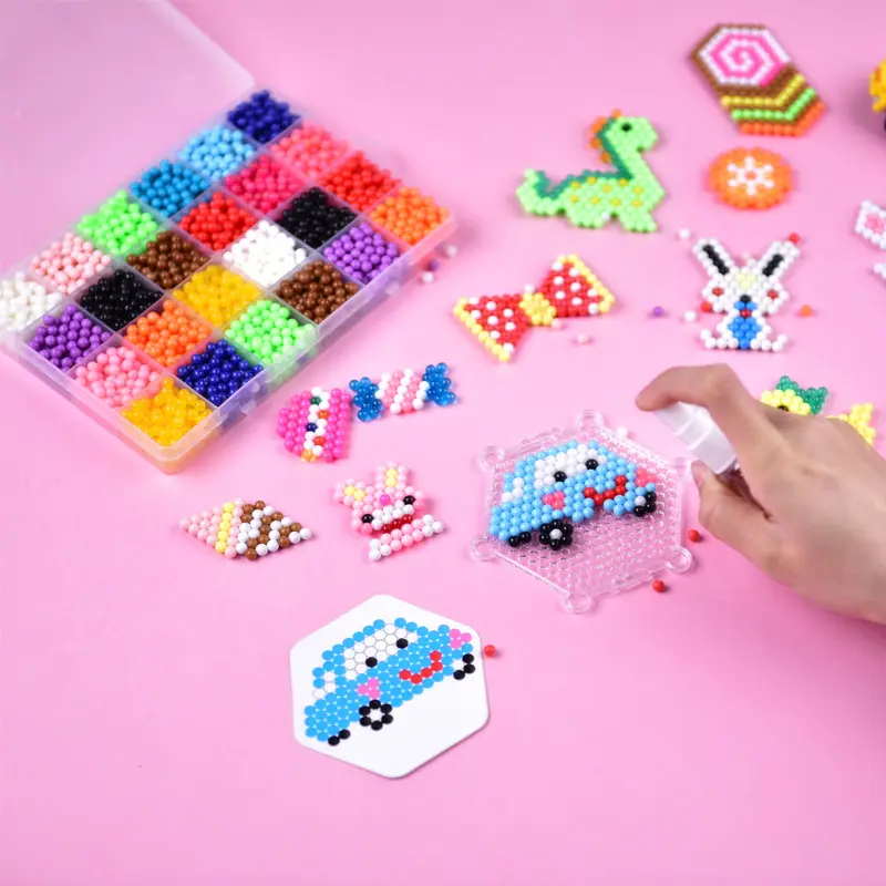 Buatan tangan DIY teka-teki kubus ajaib-manik-manik kabut air 3D mengeja mainan kartun untuk anak perempuan anak laki-laki usia 6 + Tahun