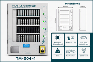 Máquina Expendedora de Accesorios para Teléfonos, 4 Selecciones, Botón LED, Pantalla LCD, Pago, Compacta, Montaje en Pared, Cable de Carga, Dispensador de Baterías Portátiles, 22 kg, CE - Product Image 3