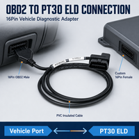 Câble léger/moyen à 16 broches OBDII pour dispositif ELD PT-30 pour petits camions et camionnettes