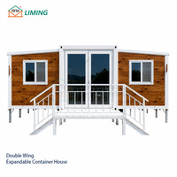 Maison préfabriquée extensible à double aile, cabane mobile extensible, villa de glamping pour site de villégiature et camping