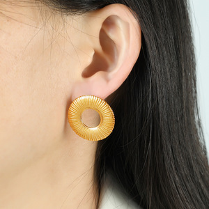 Boucles d'oreilles pendantes géométriques en or et argent, lignes circulaires, boucles d'oreilles tendance pour les occasions festives EH176 - Product Image 4