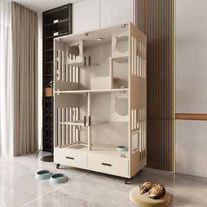 Villa pour chat extra large écologique Cage à chat en bois commerciale Modèle solide Fermeture à bouton Nid Cabinet pour intérieur/extérieur - Product Image 4