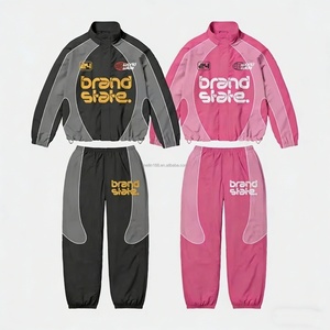 OEM Cut and Sew <b>Zip</b> <b>up</b> <b>Jackets</b> Patchwork Pant Track Suit for Men Heavyweight Custom Nylon Tracksuit for Mens - Product Image 1