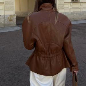 Nueva Chaqueta de Cuero Genuino para Mujer, Estilo Motociclista, Chaqueta de Cuero Vintage Elegante con Solapa, Chaqueta Bomber de Cuero - Product Image 2