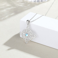 YFN Jewelry Collier pendentif pierre de lune noeud de sorcière plaqué argent sterling 925