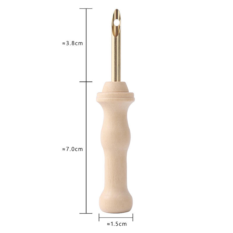 6-NEW 5mm Stainless steel needle with wooden handle