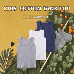 Canotta Casual in cotone con motivo solido per ragazzi e ragazze estate maglia maglia tessuto interno per bambini - Product Image 2