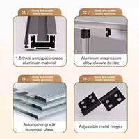 Porte coulissante moderne sans rail - Cadre en aluminium avec verre trempé pour salles de bain, toilettes et espaces compacts